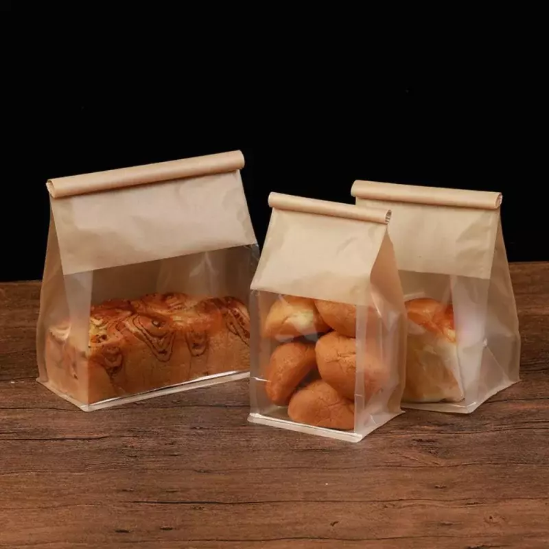 Produk kustom kemasan kue roti kotak jendela PVC kue permen kertas Kraft daur ulang kualitas paha dengan plastik