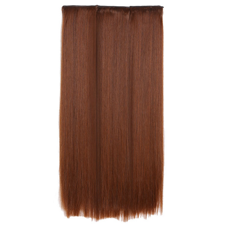 Set di parrucche a tre pezzi per capelli lisci da 55cm parrucca per capelli lunghi per le donne Cosplay capelli naturali resistenti al calore marrone chiaro