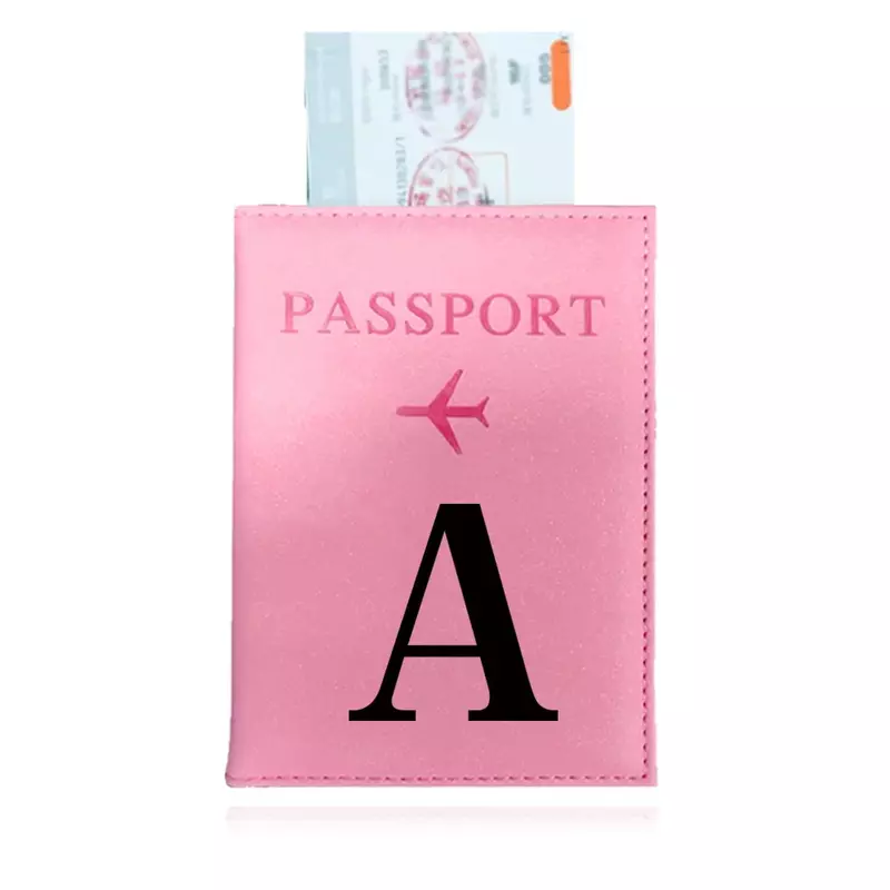Fundas protectoras para pasaporte de viaje en avión, funda de PU para tarjeta de identificación, impresión UV, serie de letras negras, 2024