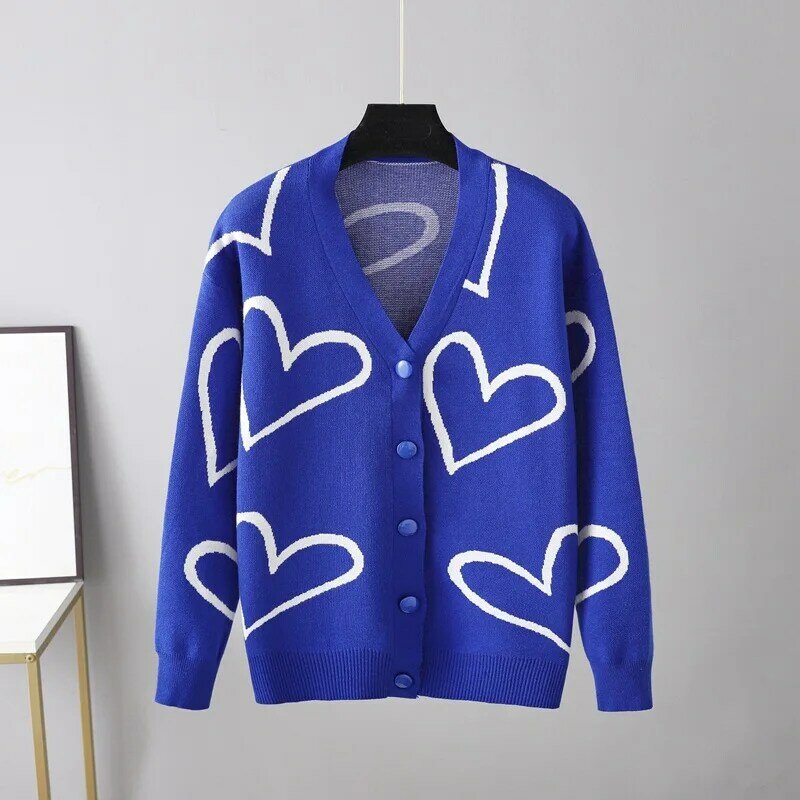 2023 Autumn and Winter New European and American Women's Knitwear Sweater Sweater Love Short Cardigan Age Reducing Coat