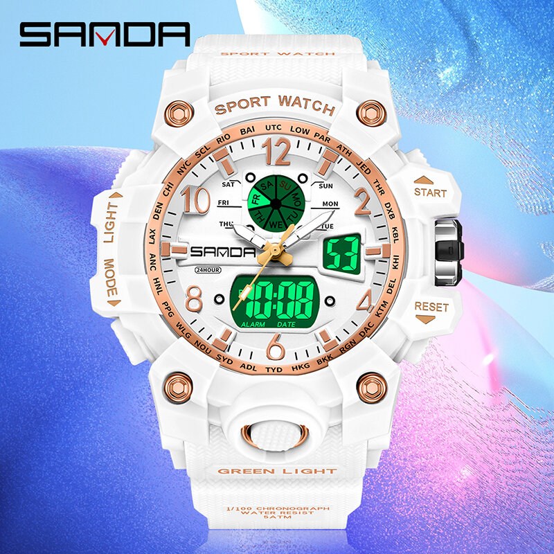 2024 nuova tendenza sportiva giovanile orologio elettrico coreano da uomo creativo SANDA 3306 orologio da polso personalità