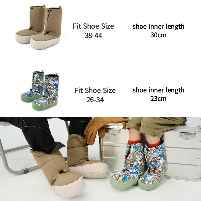 Naturehike 40g/60g Ultralight Down Shoes 85% Adults/Children Goose Down Socks Cover Winter Warm Down Foot Cover Wind/Waterproof