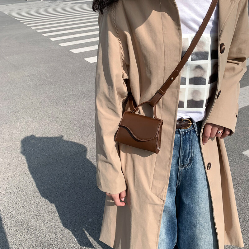 Mini Cute Crossbody Bags For Women Small Phone Top Handle Shoulder Bags Solid Color Flap Purse Simple Messenger Bag Mini Purse