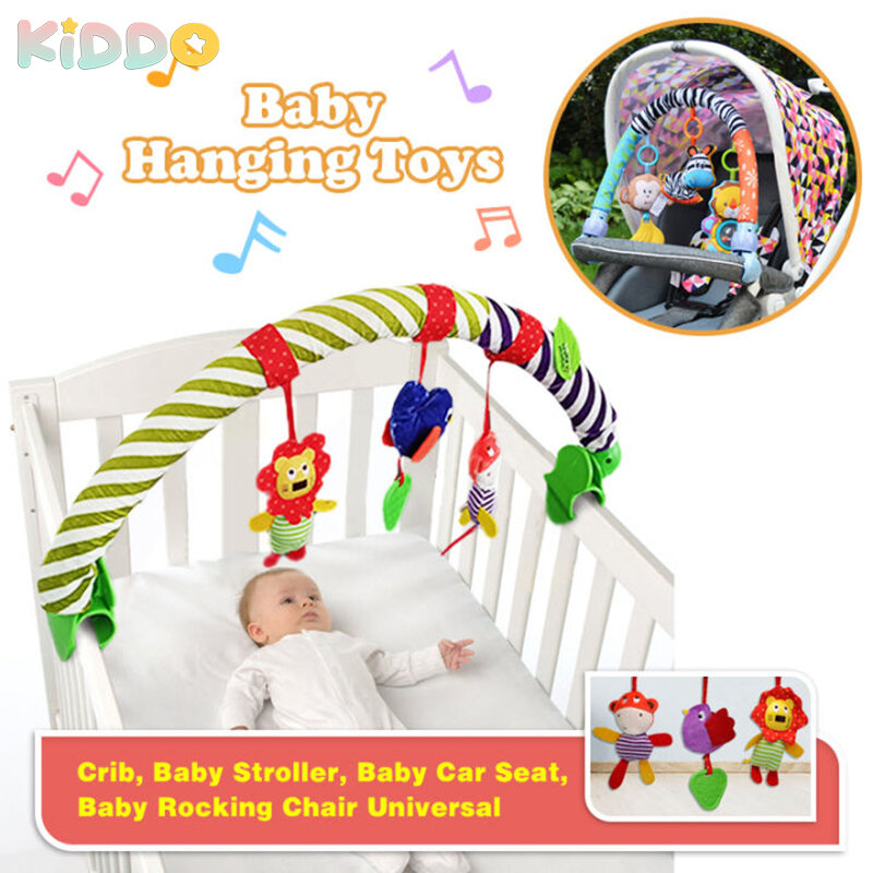 赤ちゃんのためのユニセックスハンギングベルベビーカー,さまざまな形のレインボークリップ付きおもちゃの赤ちゃんのガラガラ,0〜12か月の赤ちゃんのためのガラガラ