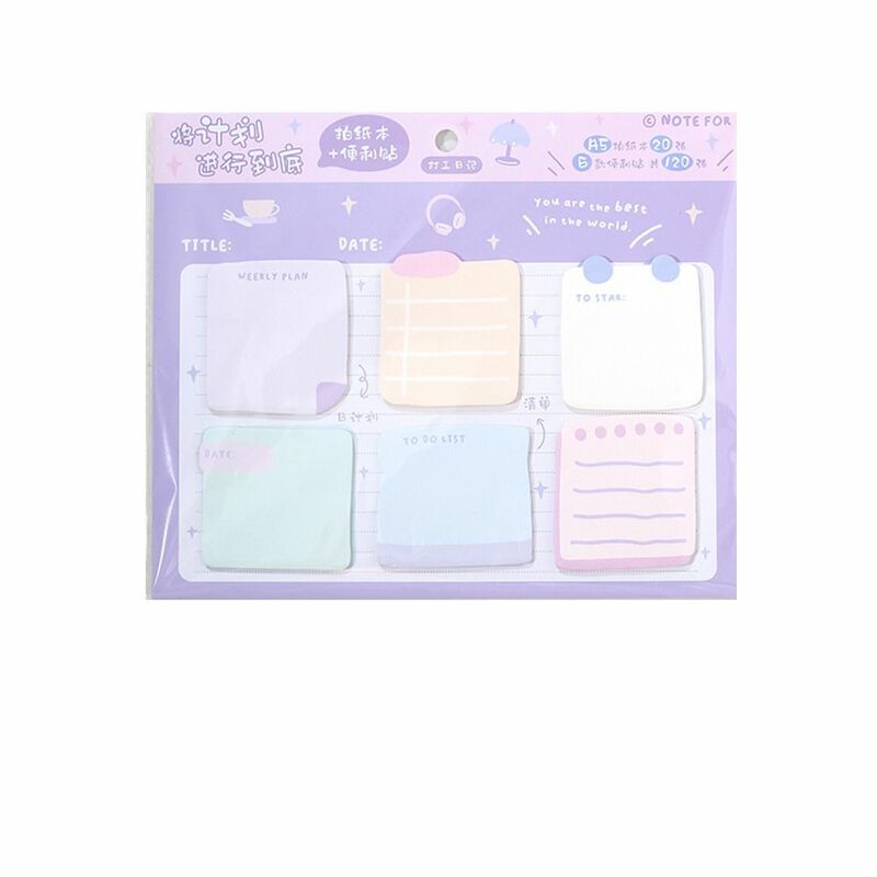 Memo Pads Study Sticky Note Set INS Style To Do List Meaasge Paper Sticky Note Pads Thickness 6 in 1 Adhesive Note Tabs School