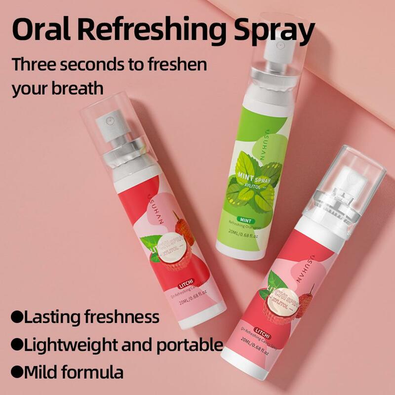 Oral Fresh Spray Peach Mint Grape Litchi Flavor Mouth Spray 20ml Fresh Breath Portable Mouth Freshener Oral Spray Remove Smoke