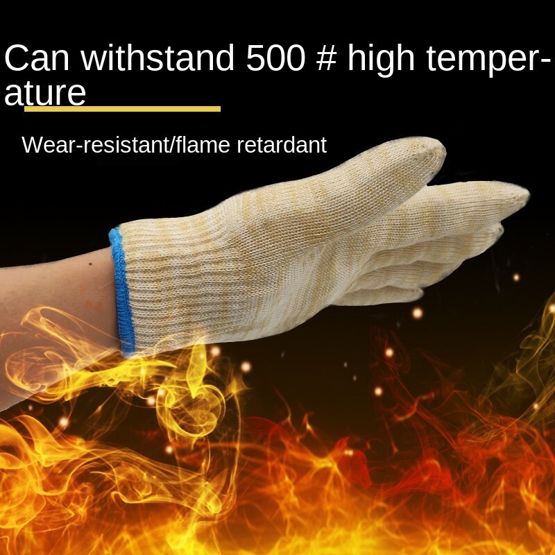 1pair Aramid High-temperature Resistant Gloves Oven Mitts Knitting Heat Insulation Workshop Mould Gloves BBQ Kitchen Oven Gloves