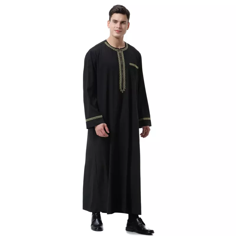 Muçulmano islâmico roupas homem jubba thobe impressão zíper quimono longo robe saudita mussulman wear abaya caftan islam dubai árabe vestir