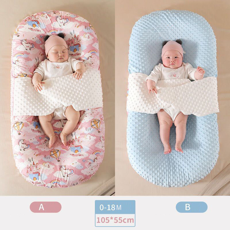 Bebê portátil dormindo conjunto com travesseiro, ninho recém-nascido, minky pontos anjo asa envoltório, reversível, ninho, 18m