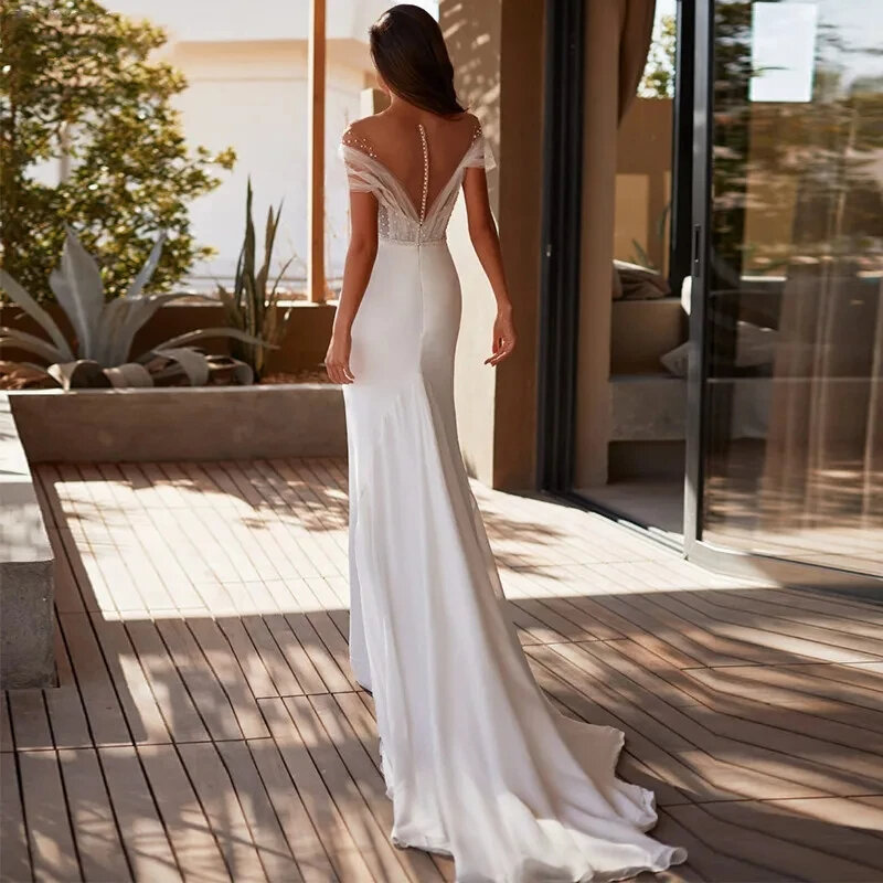 Proste suknie ślubne dla kobiet 2024 kochanie suknie ślubne koronkowe aplikacje pochwa syrenka z ramienia Vestidos De Novia