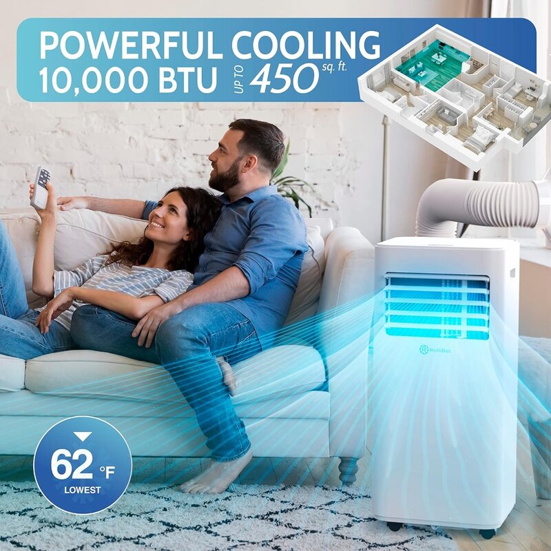 Draagbare Airconditioner Voor Kamers Tot 450 Sq Ft-10,000 Btu 4-In-1 Smart Ac Unit Met Dual-Band Wi-Fi En
