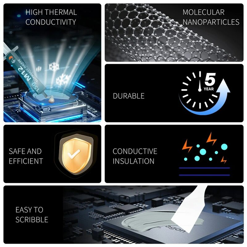 M12 4/8/15/30G Thermisch Vet Heatsink Mj Moleculaire Nanotechnologie Koelpasta Voor Cpu Gpu Chipset Notebook Koelers