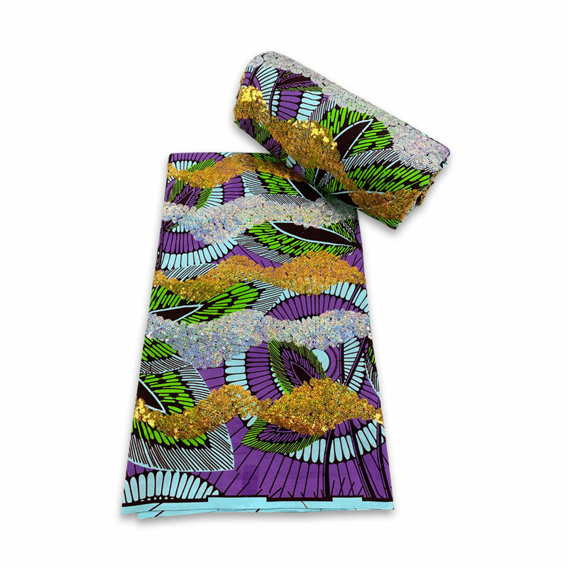 2023 Ankara Nigeria Wax Print Fabric Embroidery Block Sequin wax Print african dress for christmas party C2