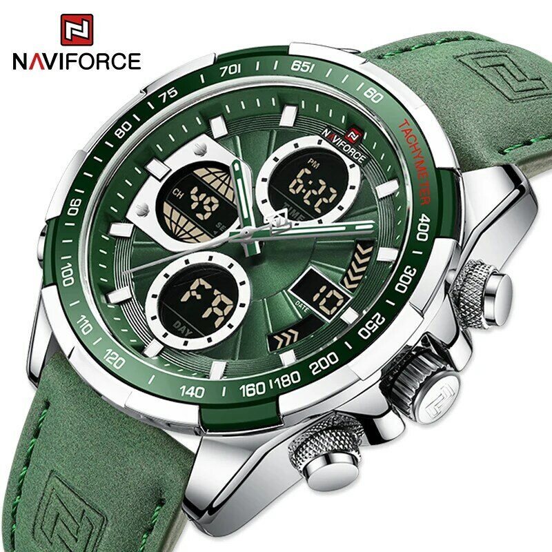 NAVIFORCE-새로운 남성용 패션 밀리터리 시계, 럭셔리 오리지널 스포츠 크로노 그래프 시계, 방수 쿼츠 손목 시계, 선물