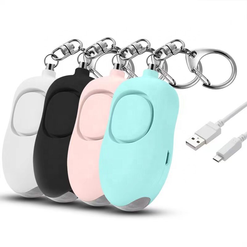 6Colors Rechargeable Personal Alarm 140db Wolf Protector Strong Light Flashlight LED Light Women Self Defense Keychain Security