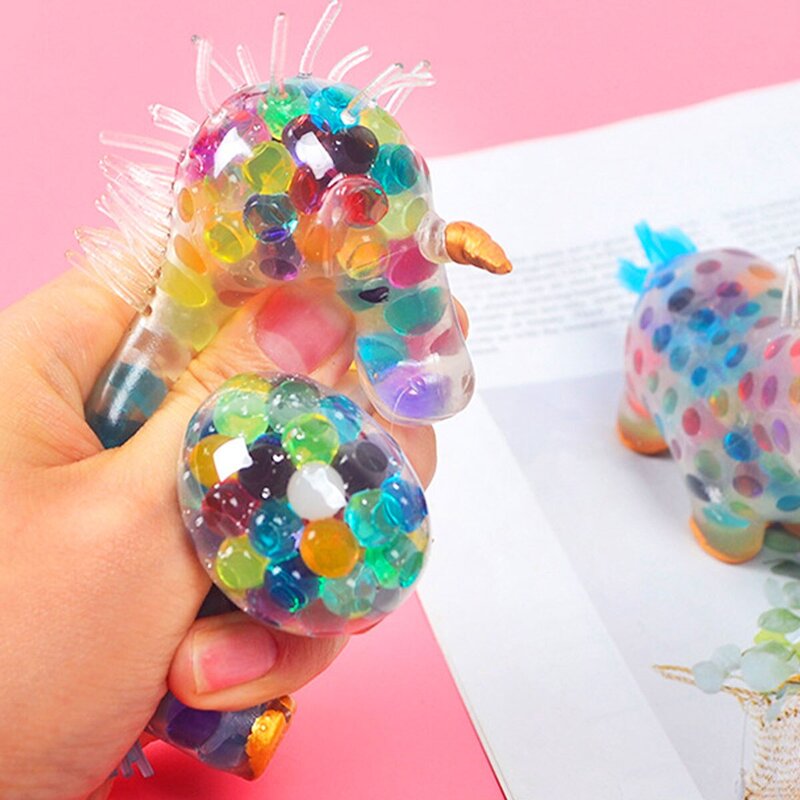 Z30  Stress Balls Toy Heal Your Mood Unicorn Squeeze Toy Stress and Anxiety Relief Unicorn Fidget Ball Toy Colorful Gel Water