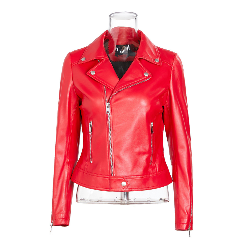 Nuova giacca in pelle giacca in pelle di montone giacca da donna in pelle piccola da moto moda corta da donna
