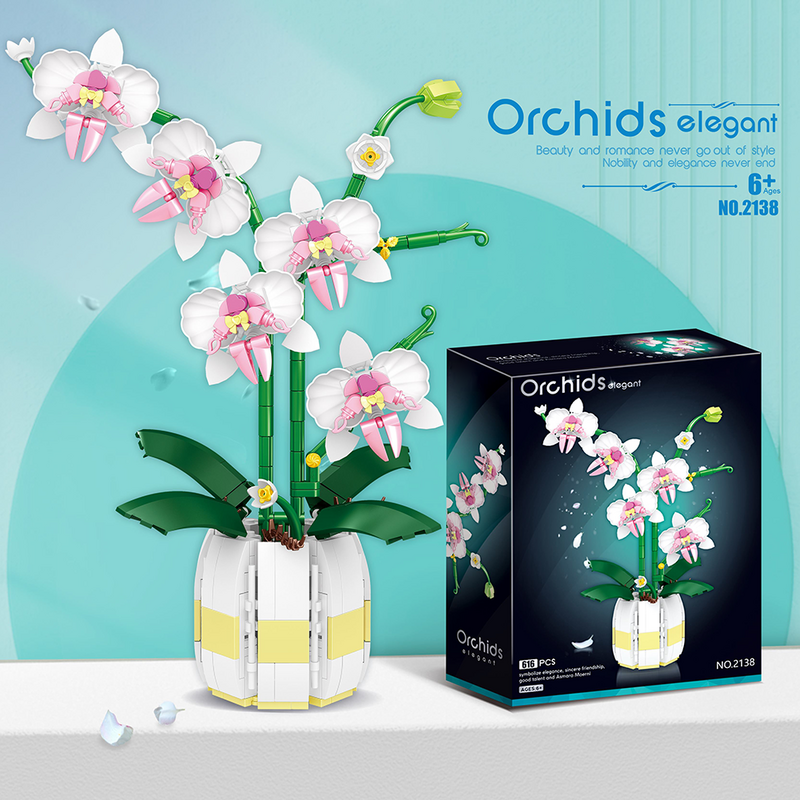 Orchidee Bausteine Blumenstrauß Blumen blöcke Bonsai Pflanze Modell Ziegel romantische Dekoration Spielzeug für Kinder Mädchen Geschenk