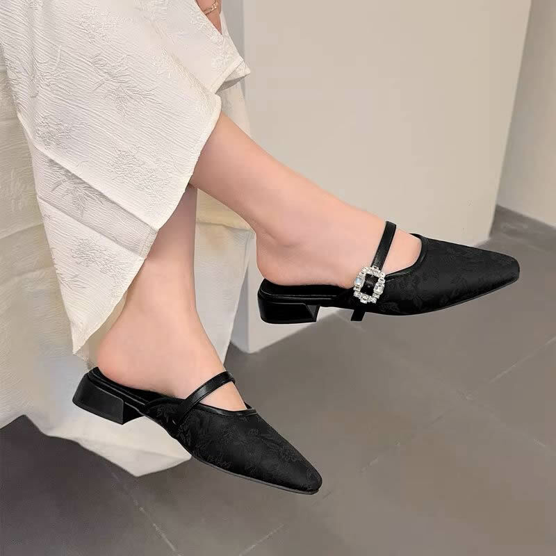 Desainer musim semi musim panas wanita sandal Mules mode elegan Slip On Singbacks sepatu selop wanita nyaman gaun flat Sandalias