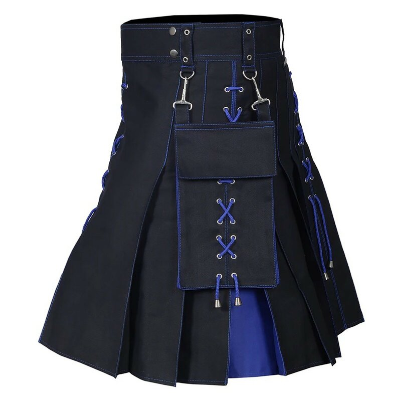 Vintage Medieval Style Scotland Skirt Men High Waist Casual Large Size Men's Fashion Street Pleated Scottish Skirts Lugentolo