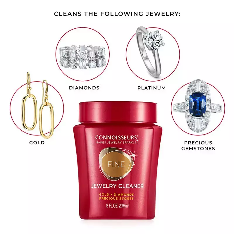 Connoisseurs 236ml Fine Jewelry Cleaner Precious Stone Gold Platinum Cleaning Solution Liquid With Dip Tray and Brush