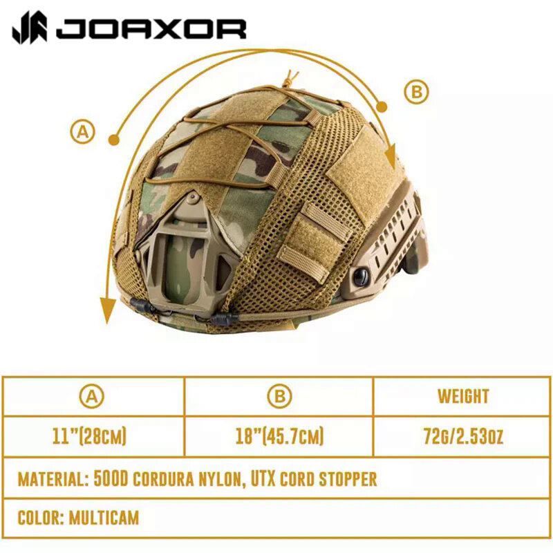 JOAXOR FAST Tactical Helmet Cover Camouflage Helmet Cloth For Hunting Shooting Gear 500D Nylon Without Helmet