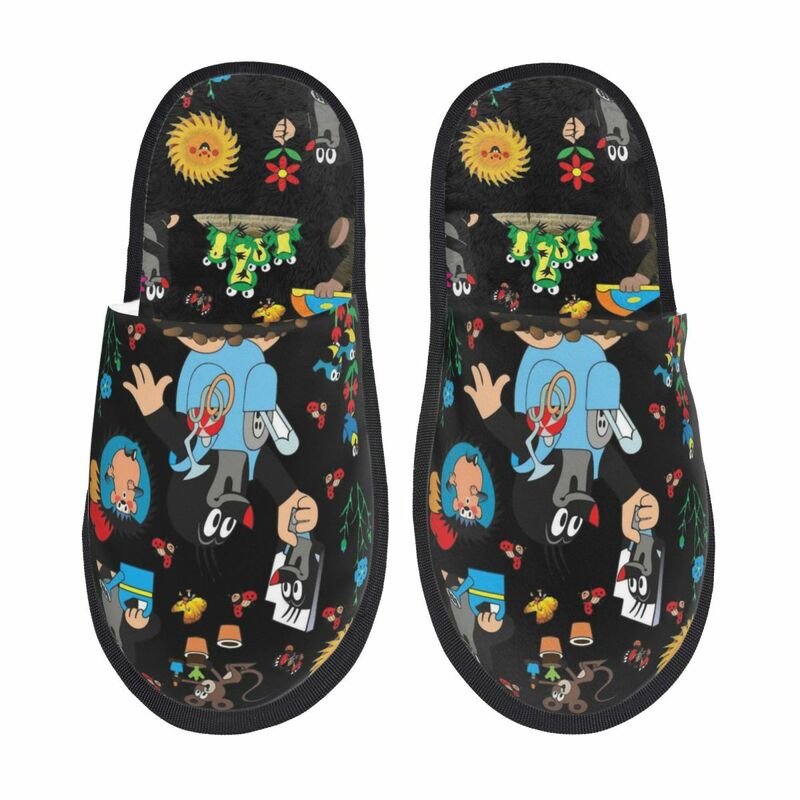 Krtek-Zapatillas peludas para hombre y mujer, pantuflas con estampado de Color cálido, para el hogar, neutras