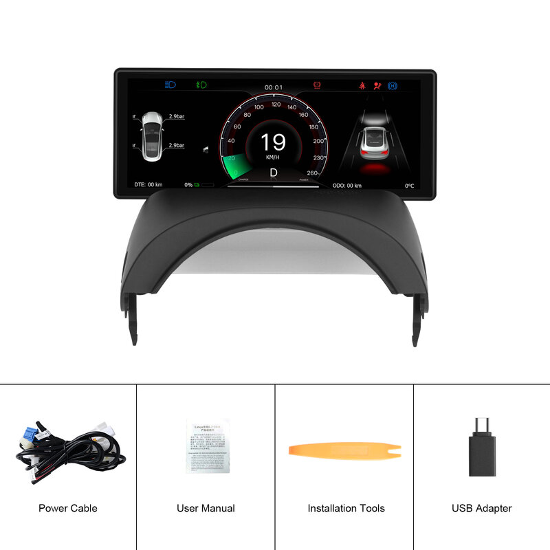 LeeKooLuu-شاشة عرض لوحة القيادة مع عداد السرعة ، شاشة IPS ، نموذج تسلا 3 و Y ، من من من من من نوع LeeKooLuu