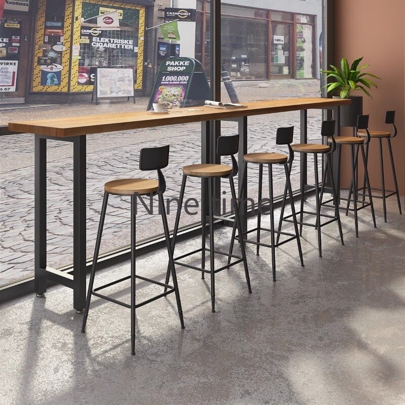 Retro drewniane recepcje jadalnia krzesła barowe akcent Nordic wysokie amerykańskie okrągłe krzesła barowe metalowe nowoczesne tabourety Bar umeblowanie domowe