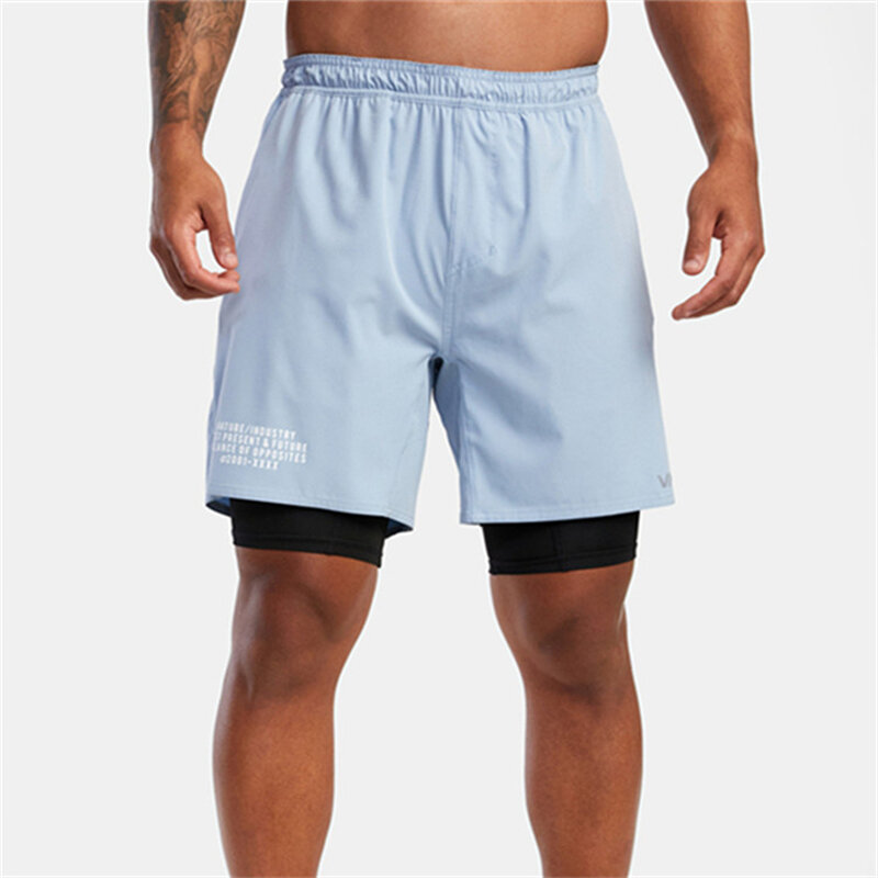 Спортивные шорты 2 в 1 для мужчин, быстросохнущие дышащие эластичные штаны для тренировок, повседневные штаны с эластичным поясом, европейские размеры, лето