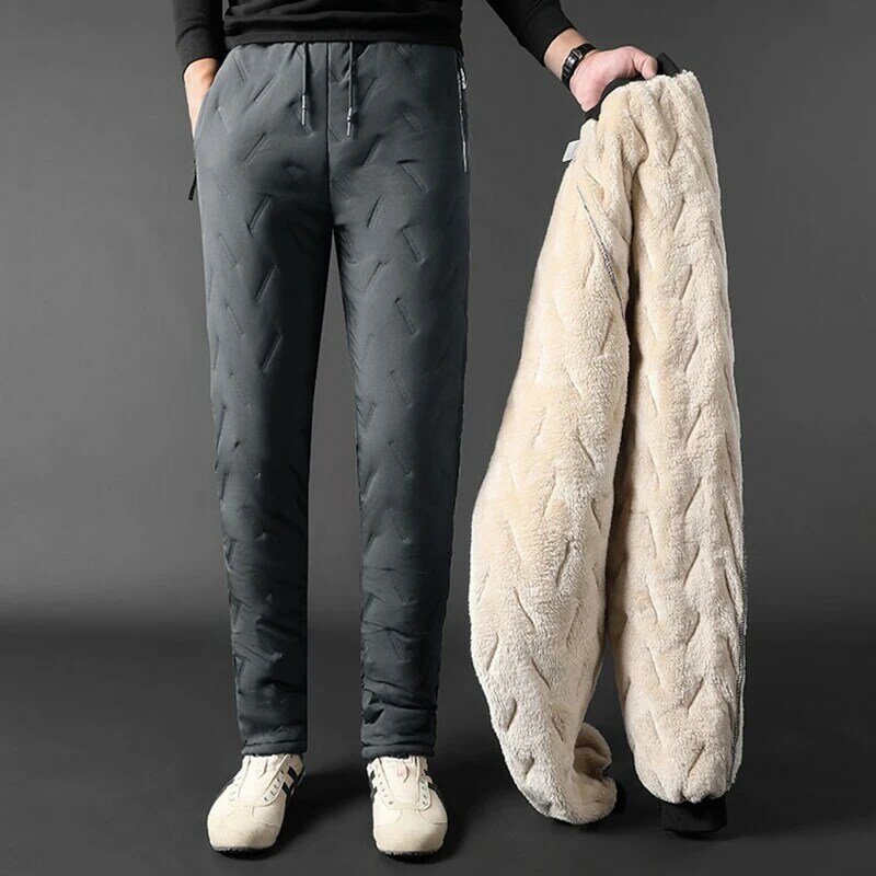 Pantalon de survêtement épais pour homme avec poches zippées, pantalon en coton chaud, jogging masculin, noir, gris, eau verte, thermique, fj7XL, hiver