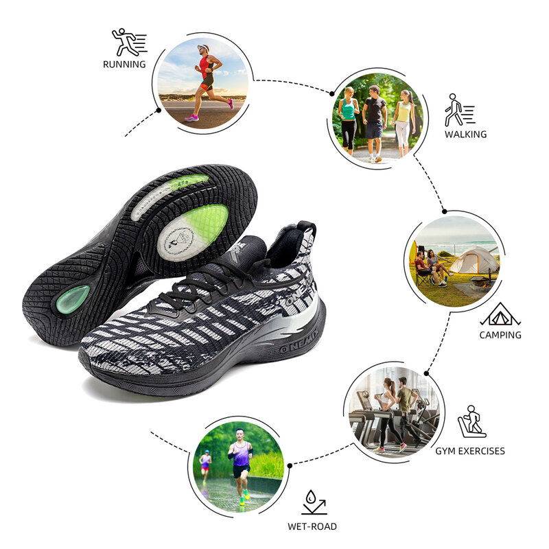 Onemix รองเท้าวิ่งแบบมืออาชีพผู้ชาย, ระบายอากาศได้ดีรองเท้ากีฬารองเท้ากลางแจ้งกันน้ำกันลื่นเดิม