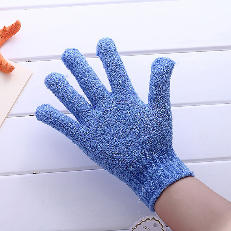 ถุงมือโฟมขัดผิว5นิ้วสำหรับอาบน้ำ1คู่ถุงมือขัดทำความสะอาดร่างกายอุปกรณ์อาบน้ำ