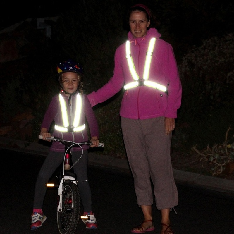 Rompi pakaian berkendara lari malam tali reflektif Band elastis rompi keselamatan dapat disesuaikan untuk dewasa dan anak-anak