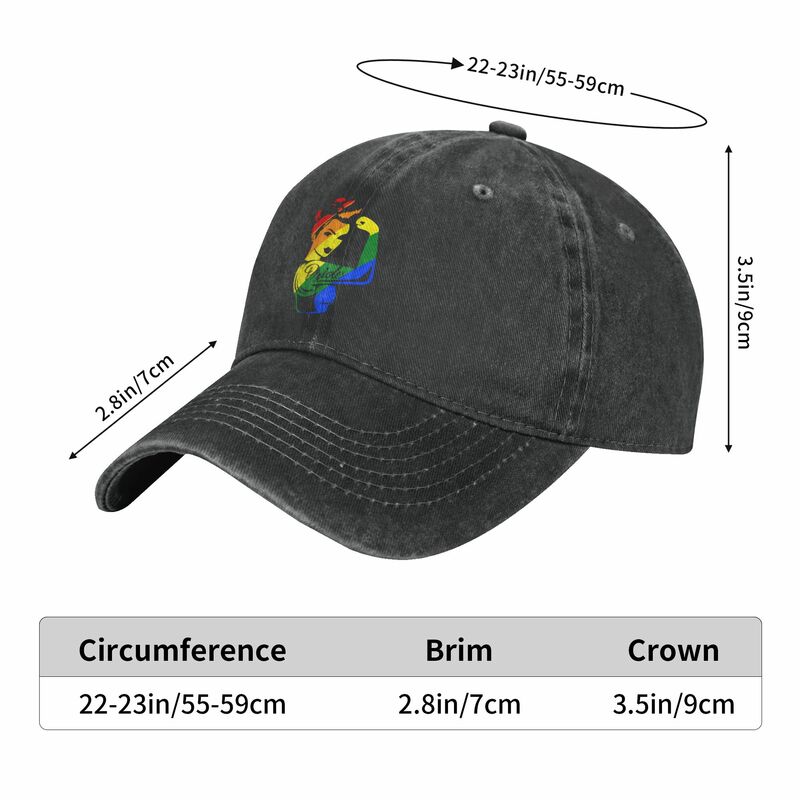 Pride Rainbow Women Adjustable Baseball Denim Cap for Men Women Travel Outdoor Snapback Hat  One Size Print