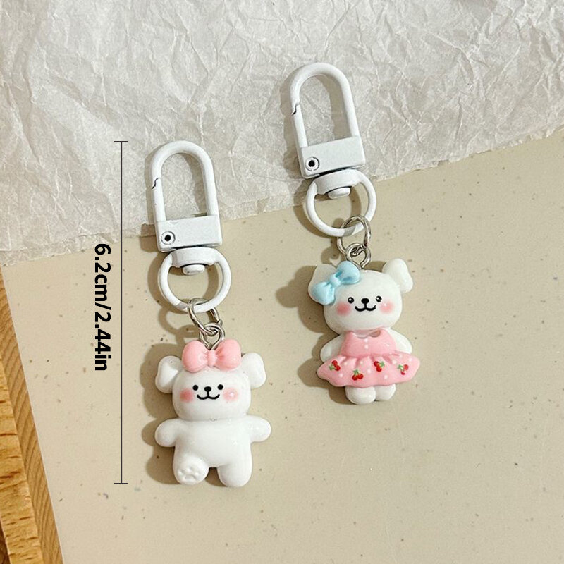 Cartoon Cute Puppy Keychain Cute Butterfly Knot Love Overalls Cherry Skirt Dog Keyring Pendant Backpack Charms Car Bag Gifts