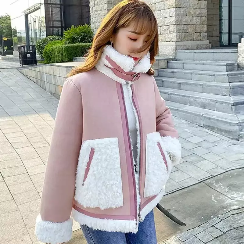 Nieuwe Herfst Dikke Wollen Warme Jas Vrouwen Casual Fleece Jack Losse Dame Bontjas Student Kleding Koreaanse Stijl Lamswol