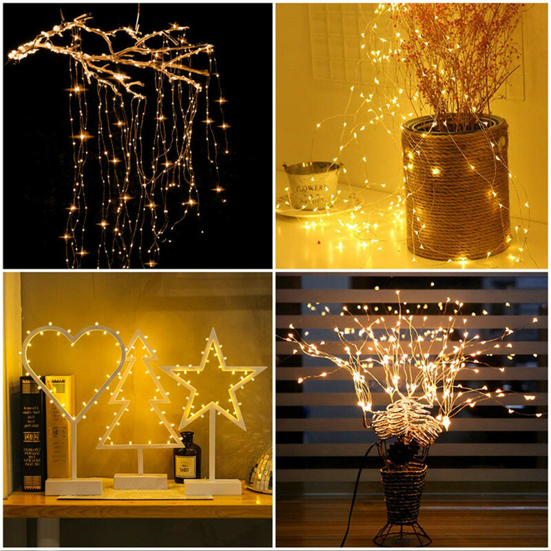 銅線LEDフェアリーライト,5m,50 LED,屋外,クリスマス,ツリー,結婚式,パーティーの装飾用