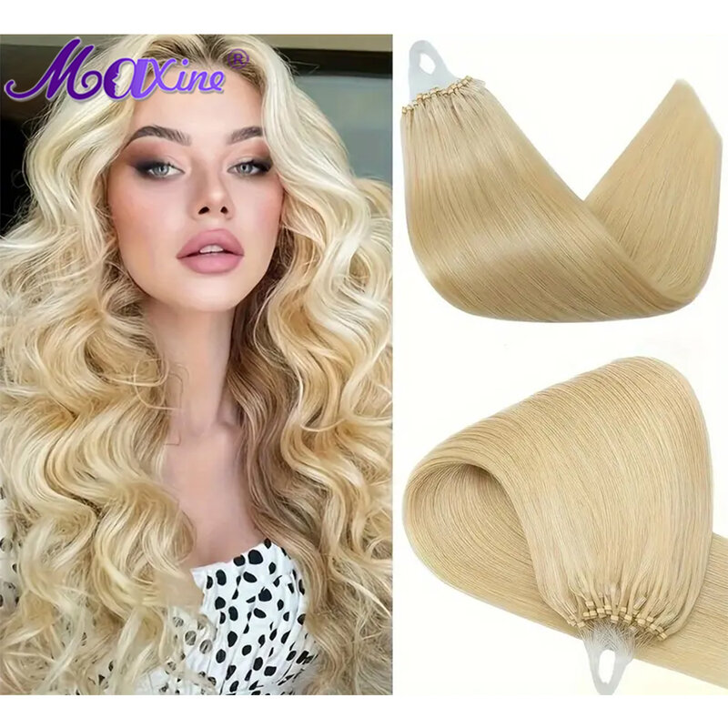 Maxine Remy Hair Micro Loop Hair Extensions Straight Human Hair Micro Link Micro Bead Hair Extensions for Women
