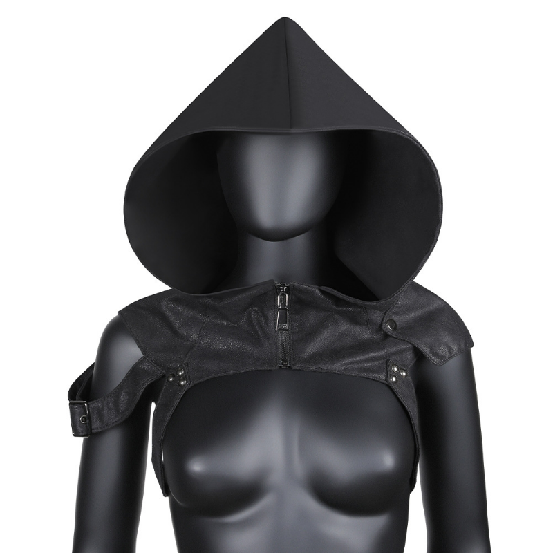 Gótico Punk capucha Halloween Assassin disfraz accesorio carnaval Cosplay Horror sombrero de algodón máscara hombres mujeres negro Retro