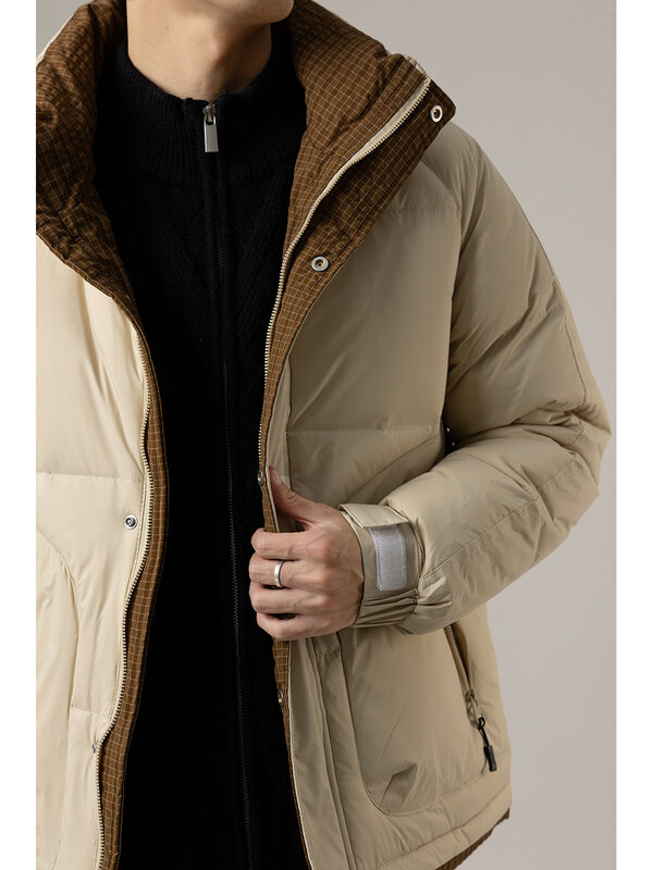 Fashion New Simple Casual Stand Collar Down Jackets Men Winter Thickened Warm Trendy Male Long Sleeve White Duck Down Coats