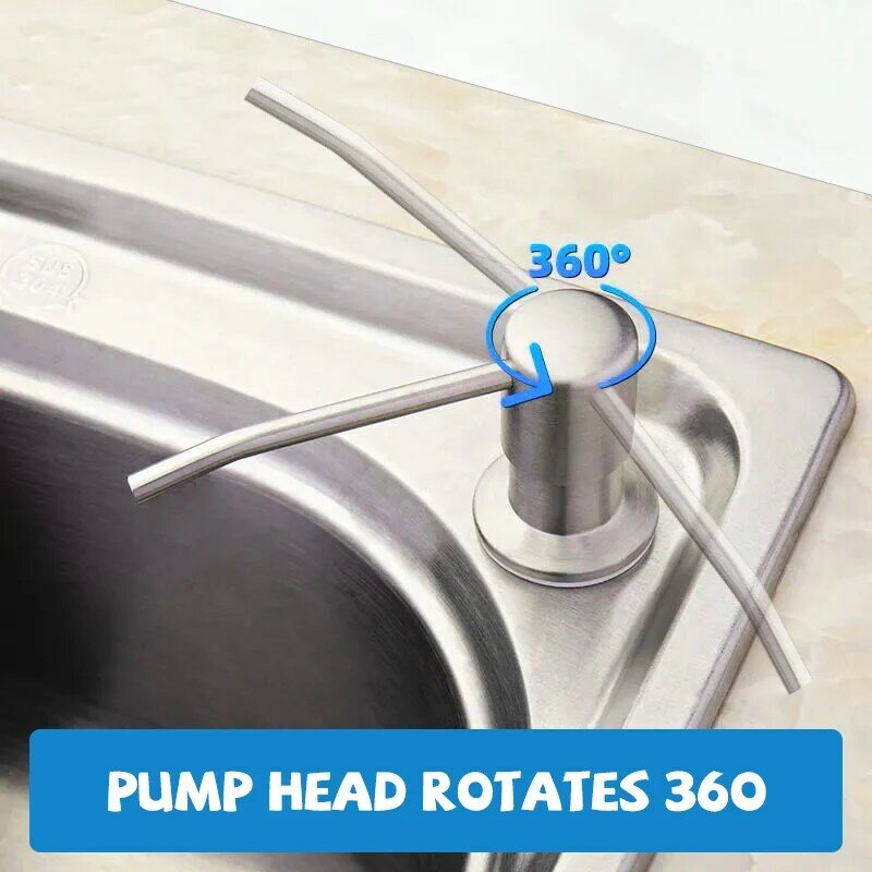Liquid Soap Dispenser Pump, aço inoxidável, Kitchen Sink Mount, Pressão da mão, 500ml