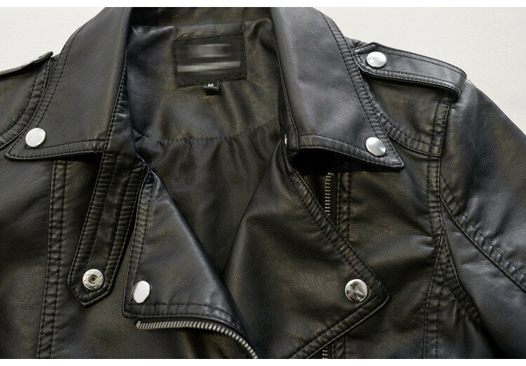Women's Autumn Winter PU Leather Jacket Coat Korean Fashio Slim Lapel Motorcycle Short Coats Overwear