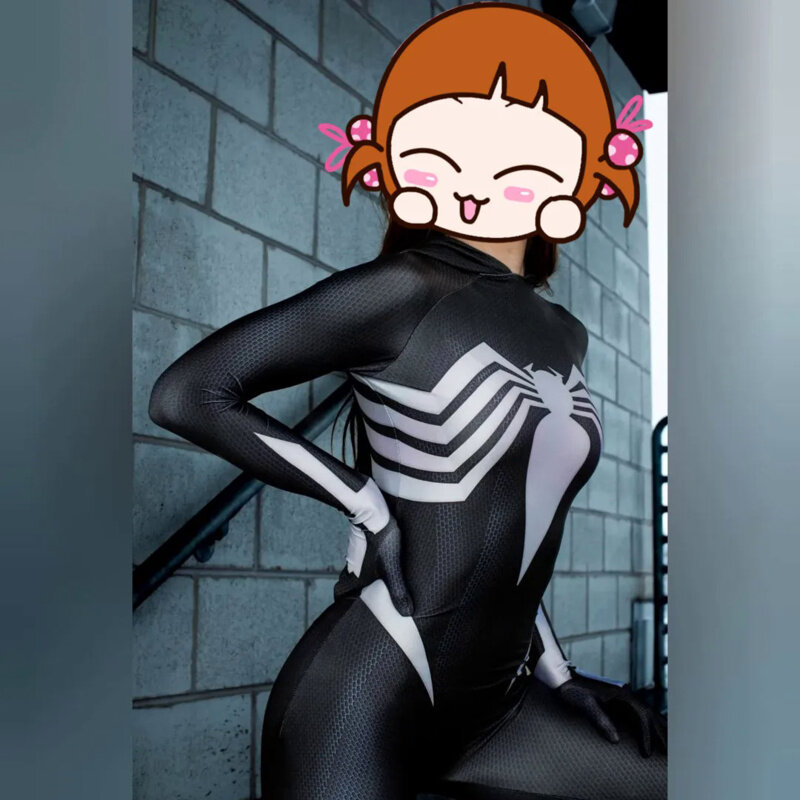 Halloween Adults Female Venom Symbiote Gwenom Spidercosplay Costume Girls Woman Superhero Zentai Bodysuit Party Jumpsuits