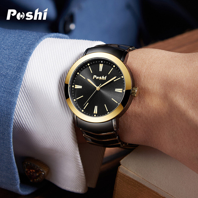 Модные часы POSHI для мужчин, оригинальный дизайн, ремешок из сплава, мужские наручные часы, водонепроницаемые деловые часы, мужские часы