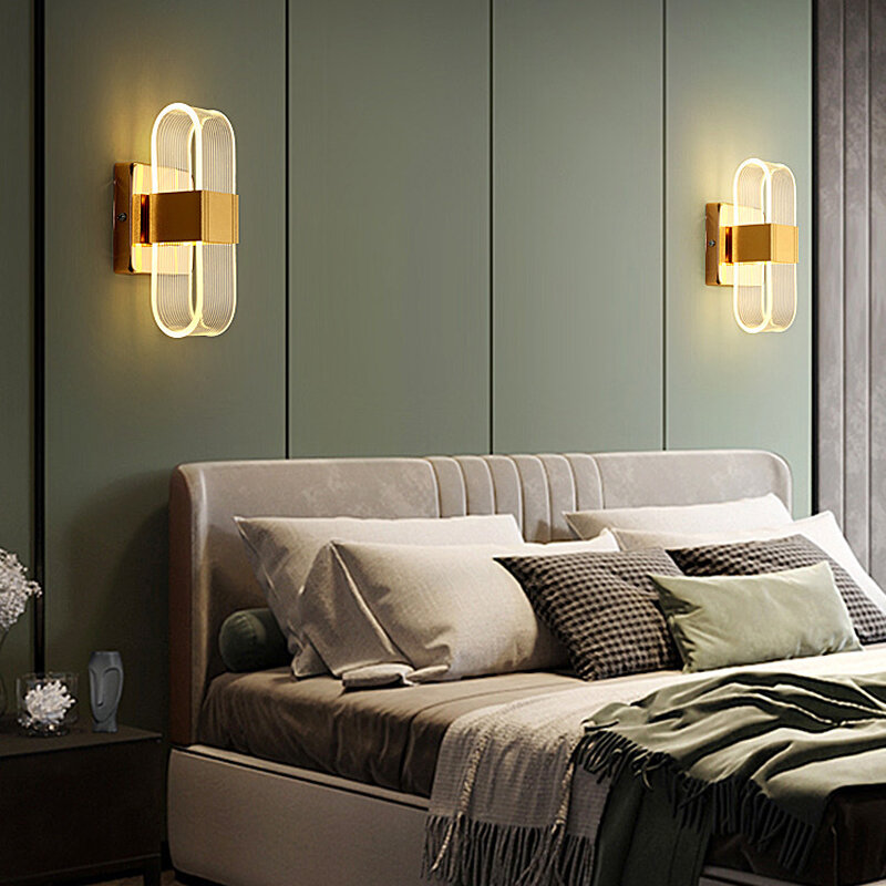Personalidade moderna lâmpadas de parede quarto iluminação 3-5m acrylic acrílico nordic nobre hotel villa simplicidade sala estar corredor parede luz