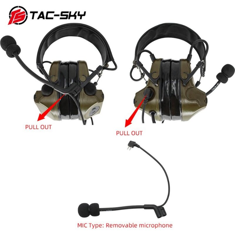 TS TAC-SKY taktyczny zestaw słuchawkowy COMTAC II elektroniczne nauszniki strzeleckie ochrona słuchu zestaw słuchawkowy z redukcją szumów + U94 PTT