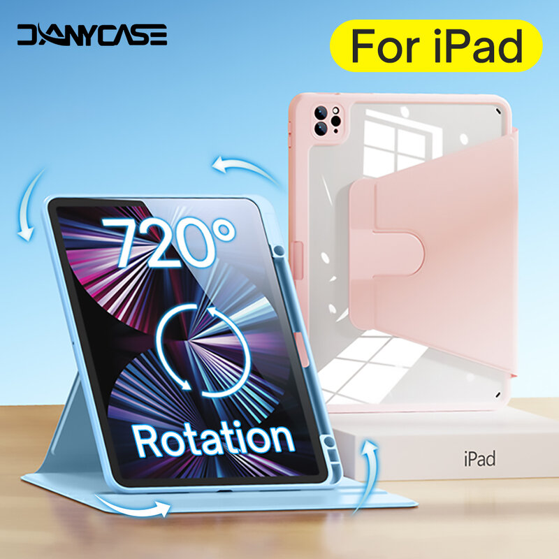 360° rotation Case for 2022 iPad Air 5/4 10.9 Case Pro 11 12.9 Mini 6 8.3in 2019 10.2 7/8/9th 2022 10th Generation Stand Cover