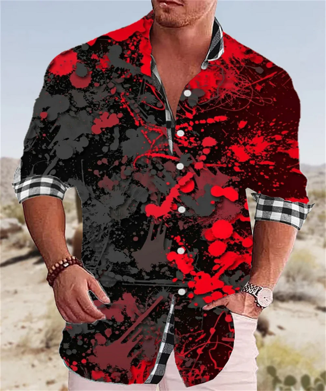 Nowy styl koszula hawajska moda luksusowa klapa koszula męska długa guzik na rękawie zwierzęca koszula tygrys wygodne i miękkie męska tkanina