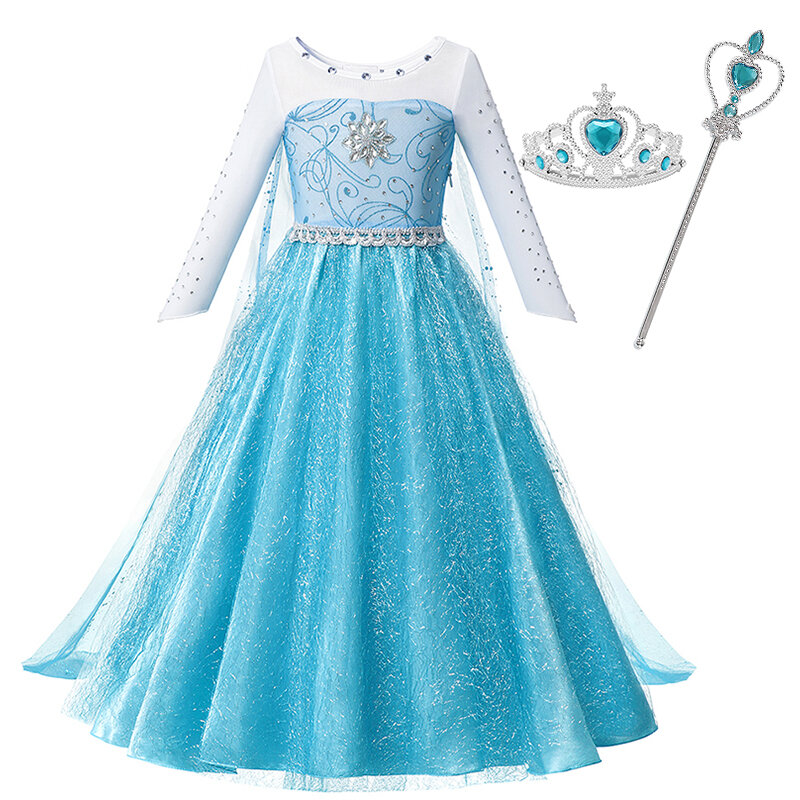 Anna Elsa Dress for Girls 2-10 Yrs Disney Frozen 2 Kids Cosplay Girls Costumes Girls Gowns Halloween Carnival Easter Party Dress